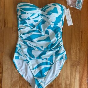 Anne Cole Teal and White Swimsuit